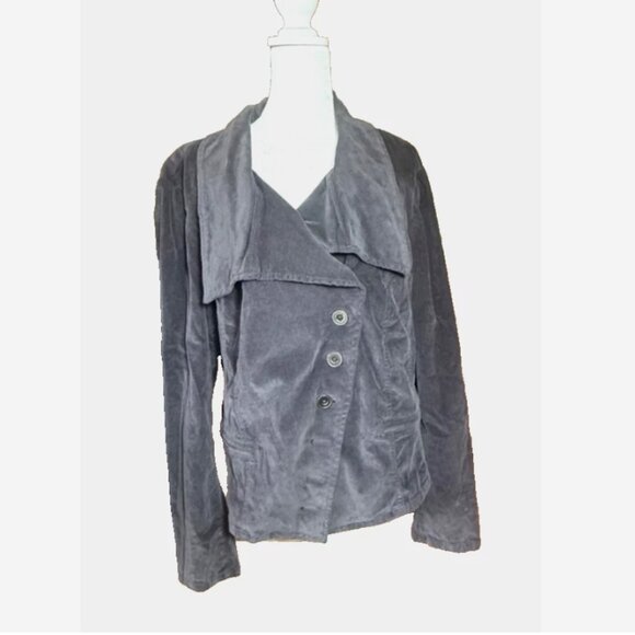 Lane Bryant Dark Gray Corduroy Military Jacket Women’s 18 Asymmetrical Button - Picture 4 of 8